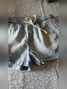 Light Weight Denim Drawstring Shorts